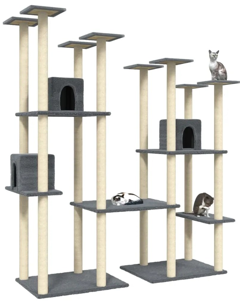 Albero per gatti con tiragraffi in sisal grigio scuro 174 cm