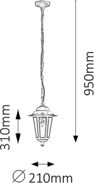 Rabalux 8207 - Lampadario da esterno VELENCE 1xE27/60W/230V