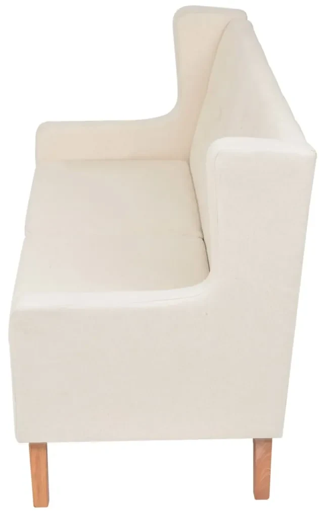 Set divani 2 pz in tessuto bianco crema