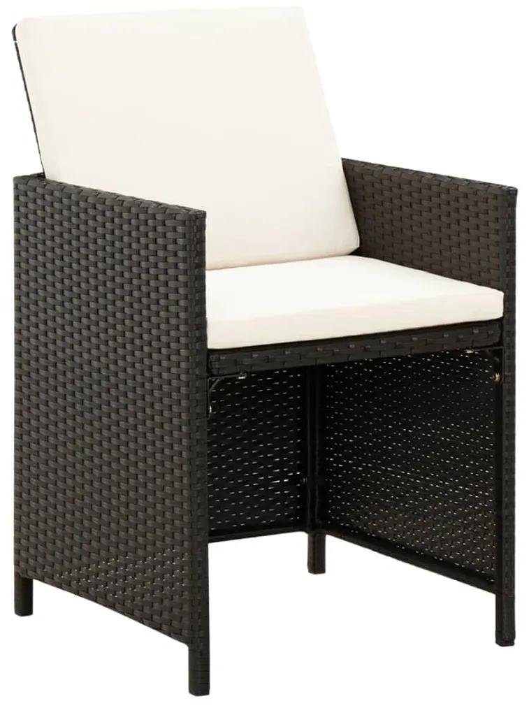 Set sedie da giardino con poggiapiedi 4 pz in polyrattan nero