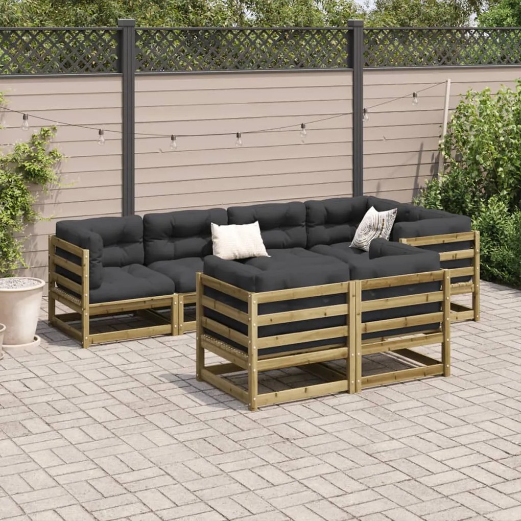 Set divani da giardino 7 pz in legno impregnato di pino