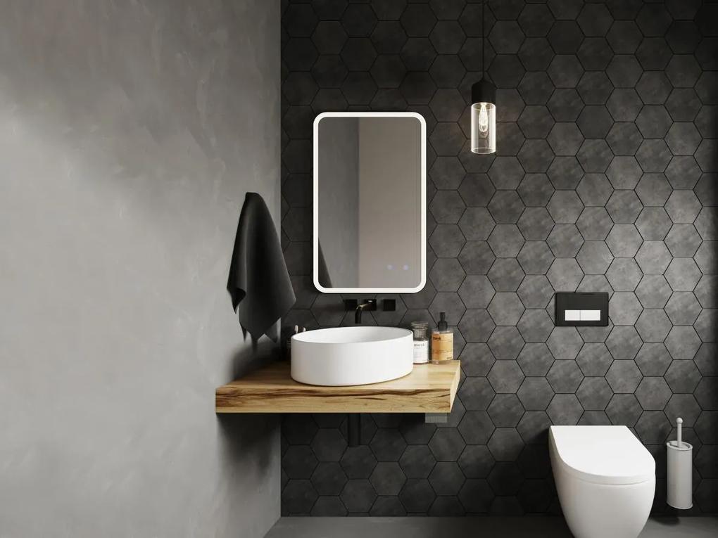 Specchio per bagno illuminato rettangolare e antiappannante 50 x 80 cm - LIMORICO