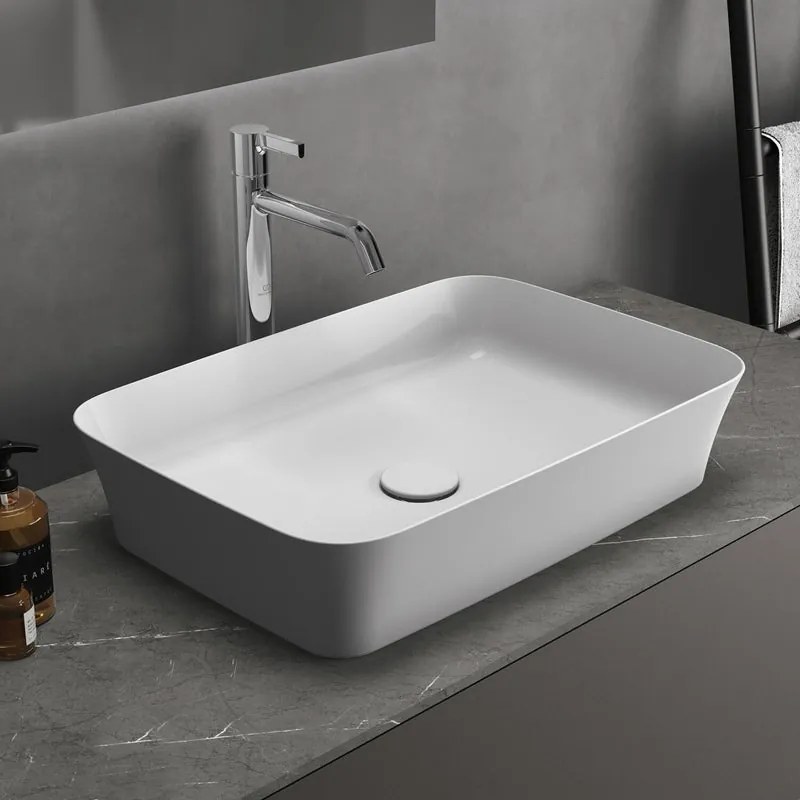Lavabo da appoggio IDEAL STANDARD rettangolare piletta non inclusa in ceramica L 55 x H 12.5 x P 38 cm bianco piletta non inclusa