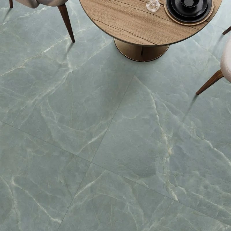 Pavimento in Gres Porcellanato Simil Marmo Verde Opaco 120x120 - CS25098
