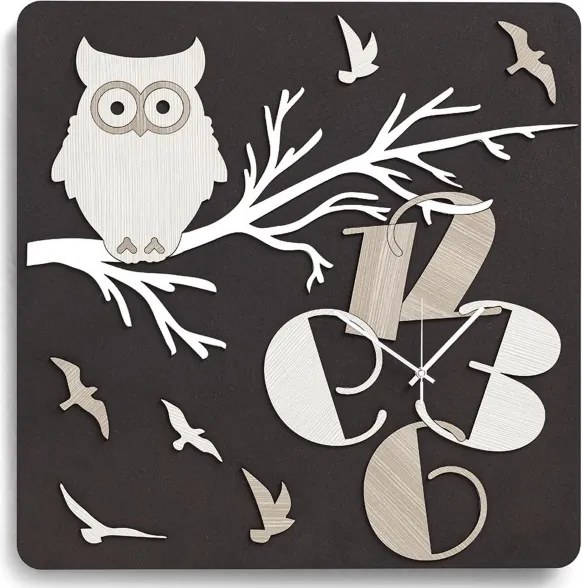 Orologio quadrato 30X30 cm da parete in legno laminato GUFO RSN