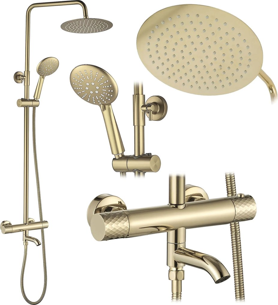 Set Doccia da incasso con Termostatato Lungo Diamond Gold