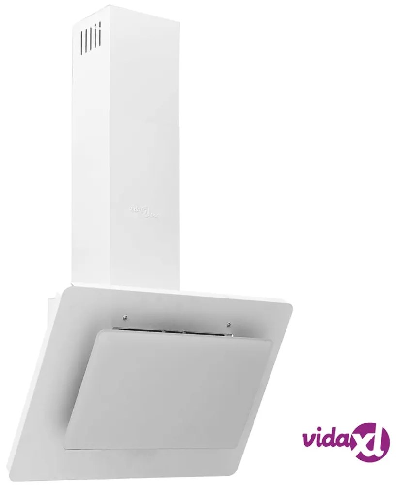 vidaXL Cappa a Parete 60 cm in Acciaio Inox e Vetro Temperato Bianco