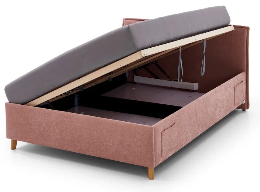 Letto da bambini rosa imbottito con contenitore con rete inclusa 140x200 cm Fun – Meise Möbel