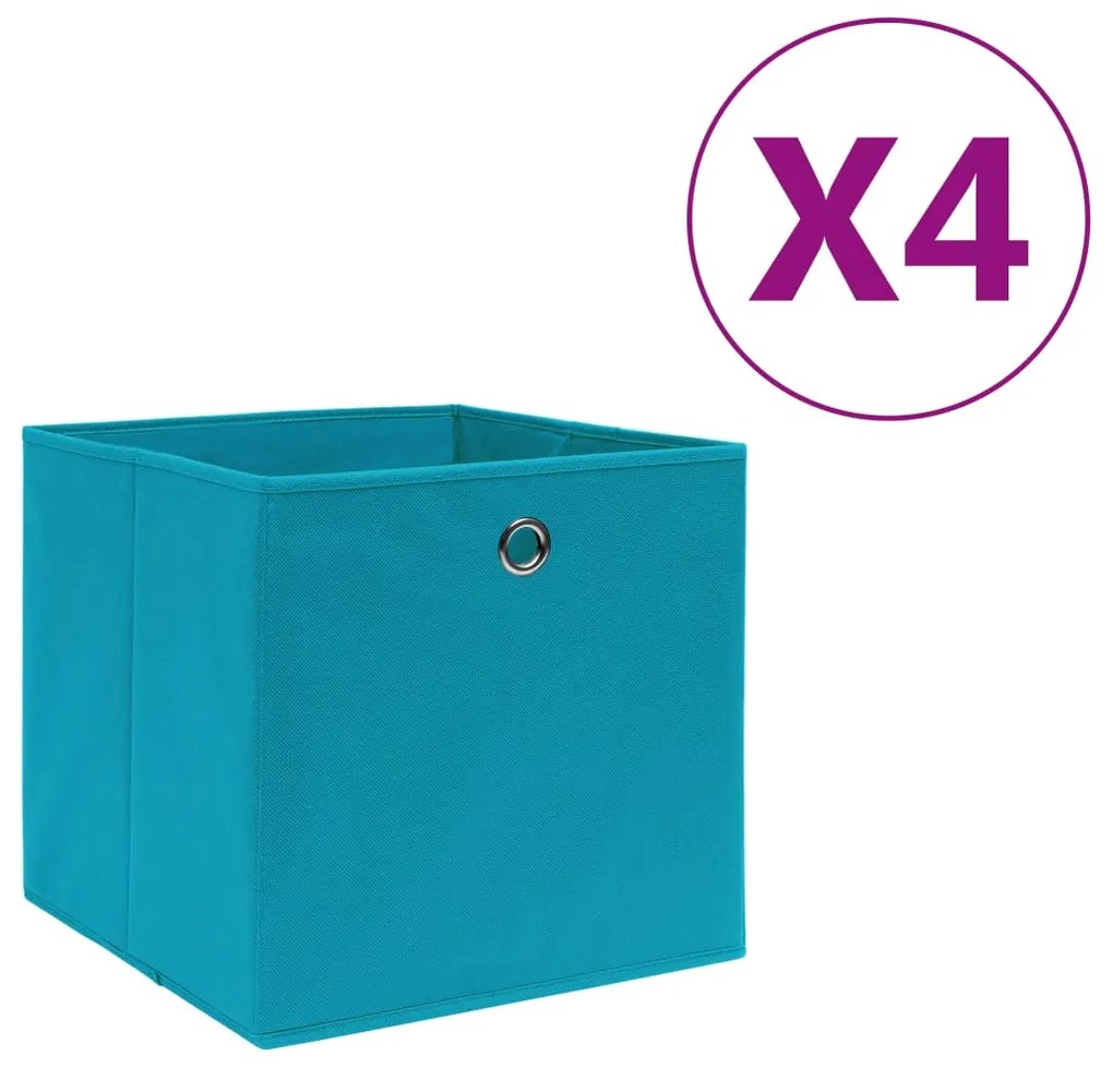 Contenitori 4 Pz İn Tessuto Non Tessuto 28x28x28 Cm Azzurro /