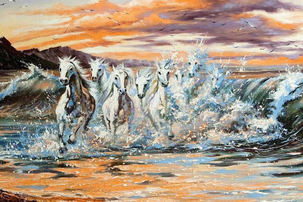Quadro su tela – Cavalli formati da acqua