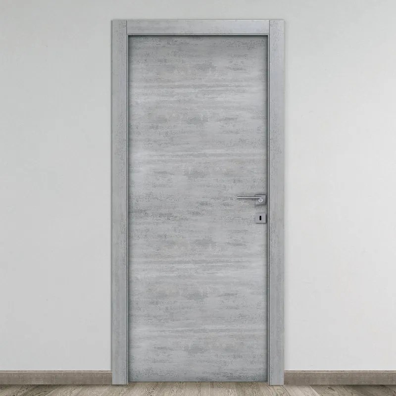 Porta battente Beton rovere grigio L 60 x H 210 cm reversibile