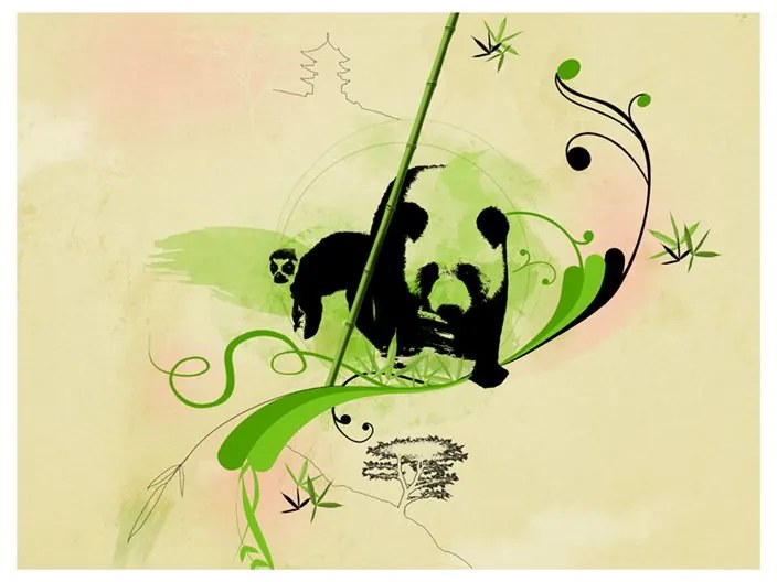 Fotomurale  Un panda nella foresta di bambù  Colore Verde, Dimensioni e Misure 200x154