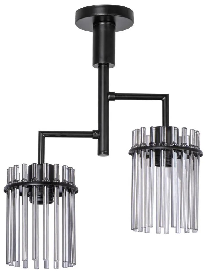 Lampadario a sospensione con supporto rigido 2xE27/60W/230V nero/fumé