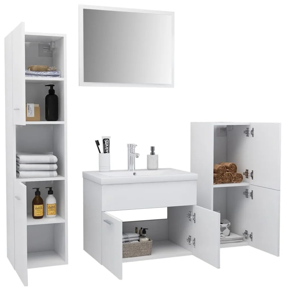 Set mobili da bagno bianco in truciolato