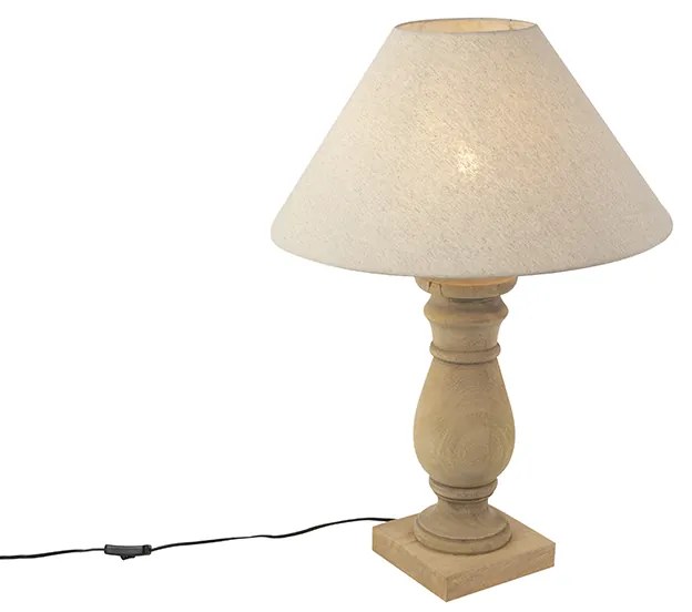 Lampada da tavolo rustica con paralume in lino beige 50 cm - Catnip