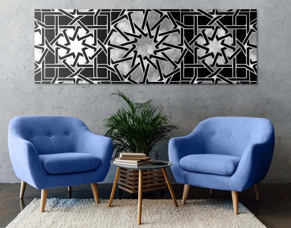 Quadro su tela – Mosaico orientale in bianco e nero