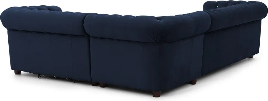 Divano angolare blu allungabile (con penisola a destra/a L) con rivestimento in velluto York Blik – Ropez