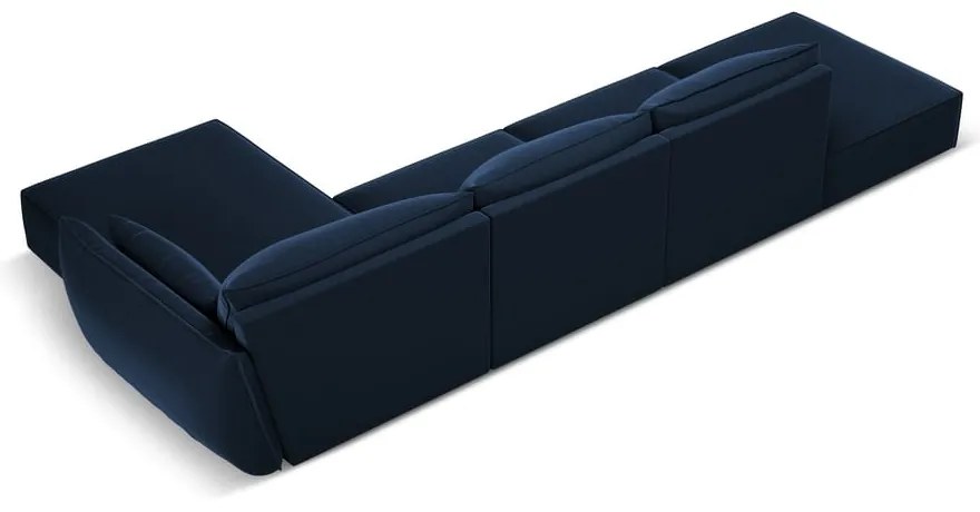 Divano angolare blu scuro (con penisola a destra/con chaise lounge) con rivestimento in velluto Vanda – Mazzini Sofas