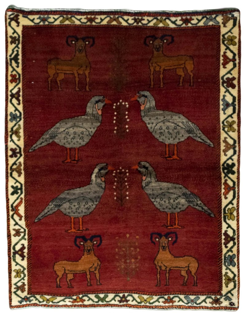 Gabbeh Tappeto 150 x 120 Rosso (Iran) Annodato A Mano
