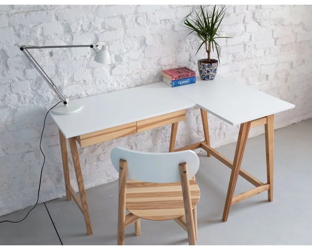 Tavolo da lavoro con piano bianco 85x135 cm Luka - Ragaba