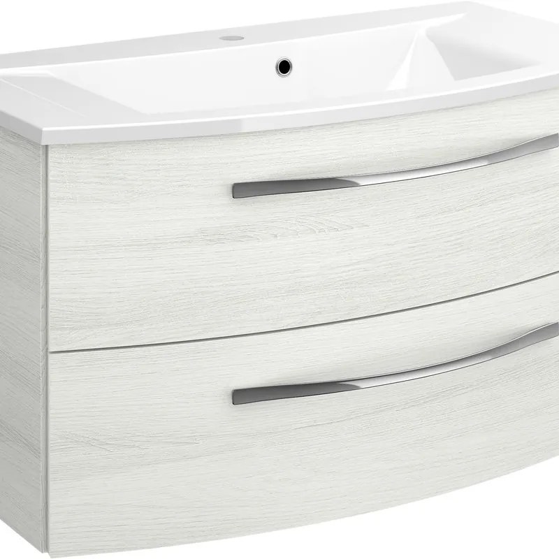 Mobile da bagno sospeso sotto lavabo L 90 x H 48 x P 48 cm rovere, 2 cassetti PELIPAL Image
