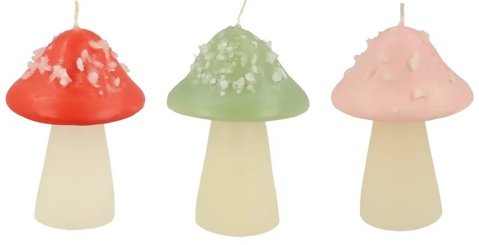 Candele in set da 3 pezzi Mushroom - Meri Meri