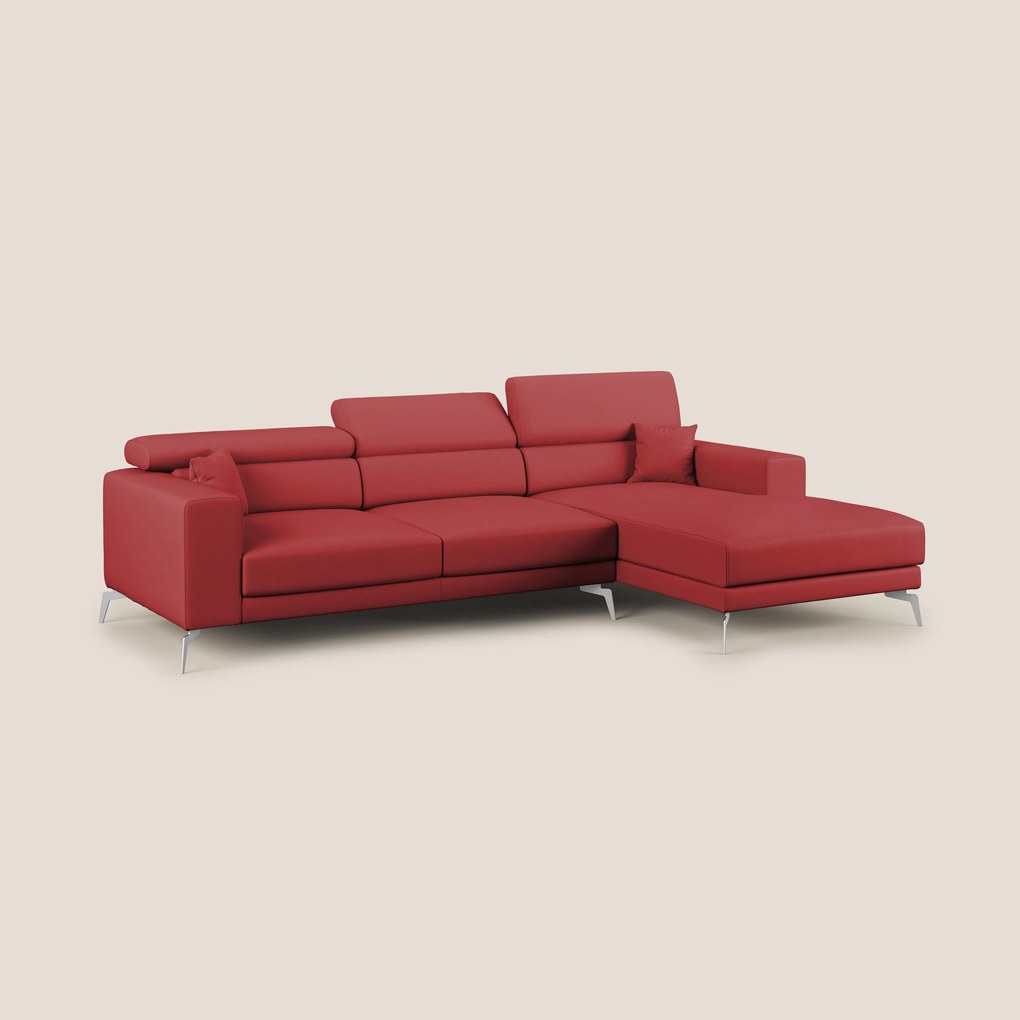 Blade Divano moderno angolare con poggiatesta reclinabili in Ecopelle T04 rosso