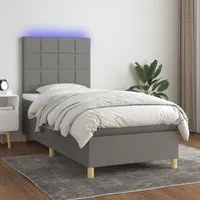 Letto a Molle Materasso e LED Grigio Scuro 90x190 cm in Tessutocod mxl 122939