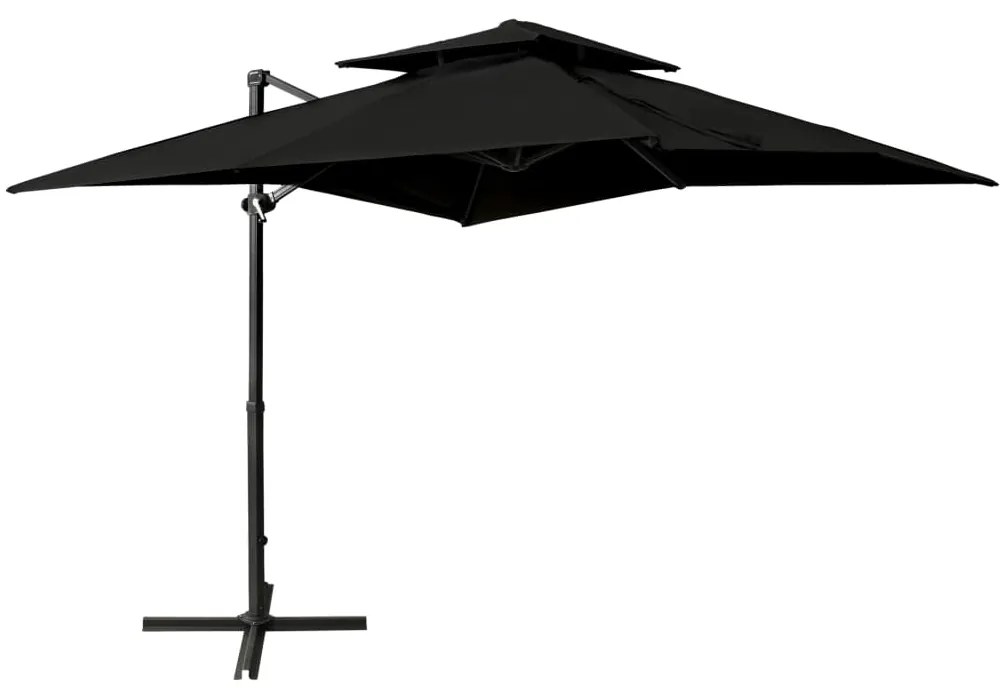 Ombrellone A Sbalzo Con Doppia Copertura 250x250 Cm Nero /