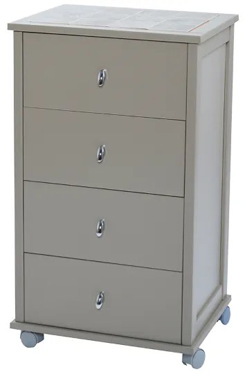 Carrello da cucina POKER con cassetti e piano in ceramica Tortora