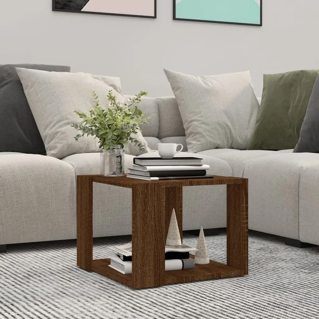 Tavolino Salotto Rovere Marrone 40x40x30cm Legno Ingegnerizzato /