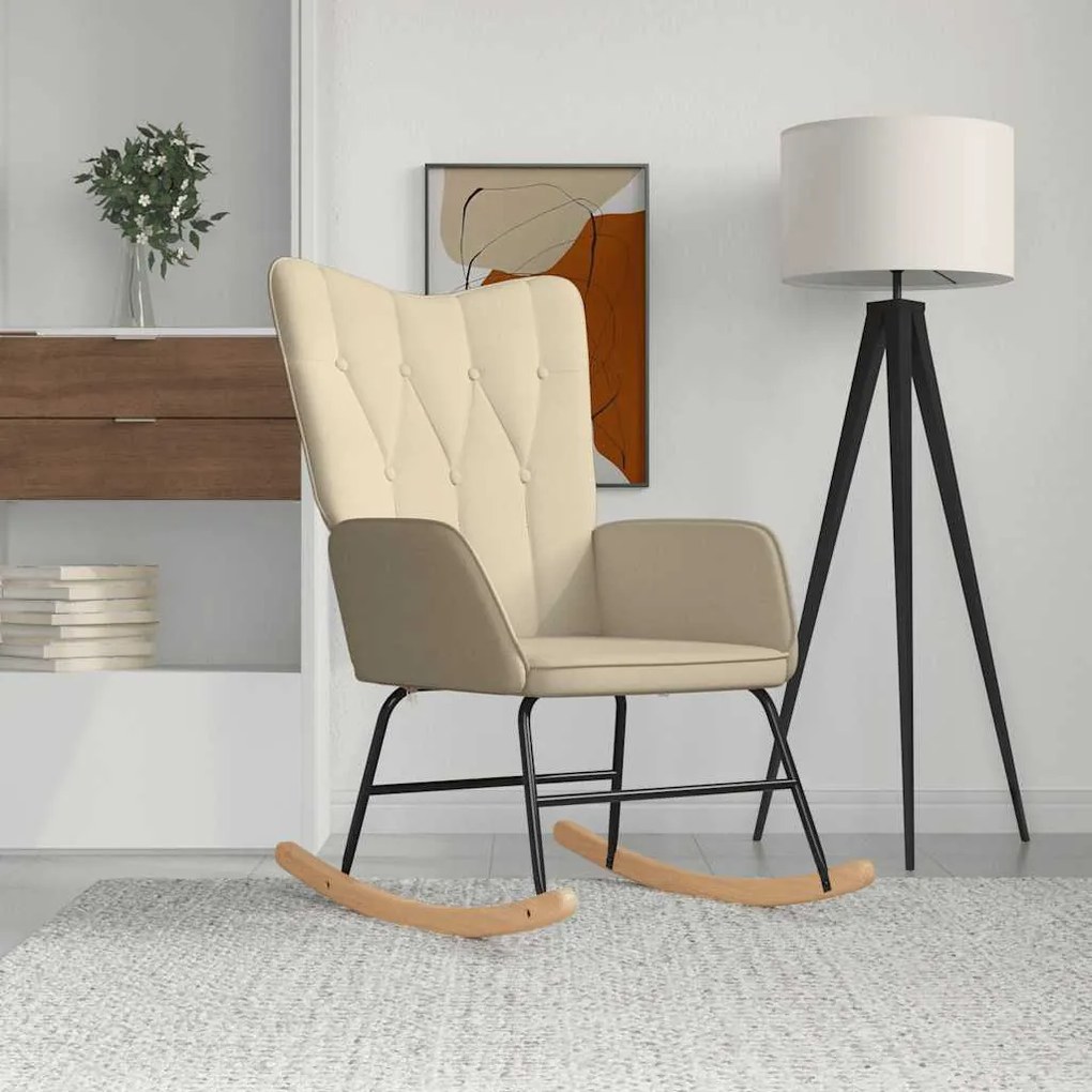 Sedia A Dondolo Crema İn Tessuto /