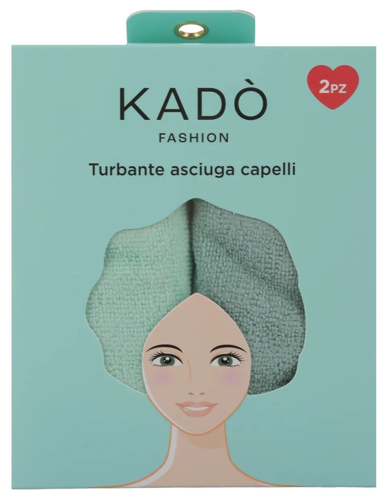 Set 2 asciugamani capelli turbante in microfibra verde