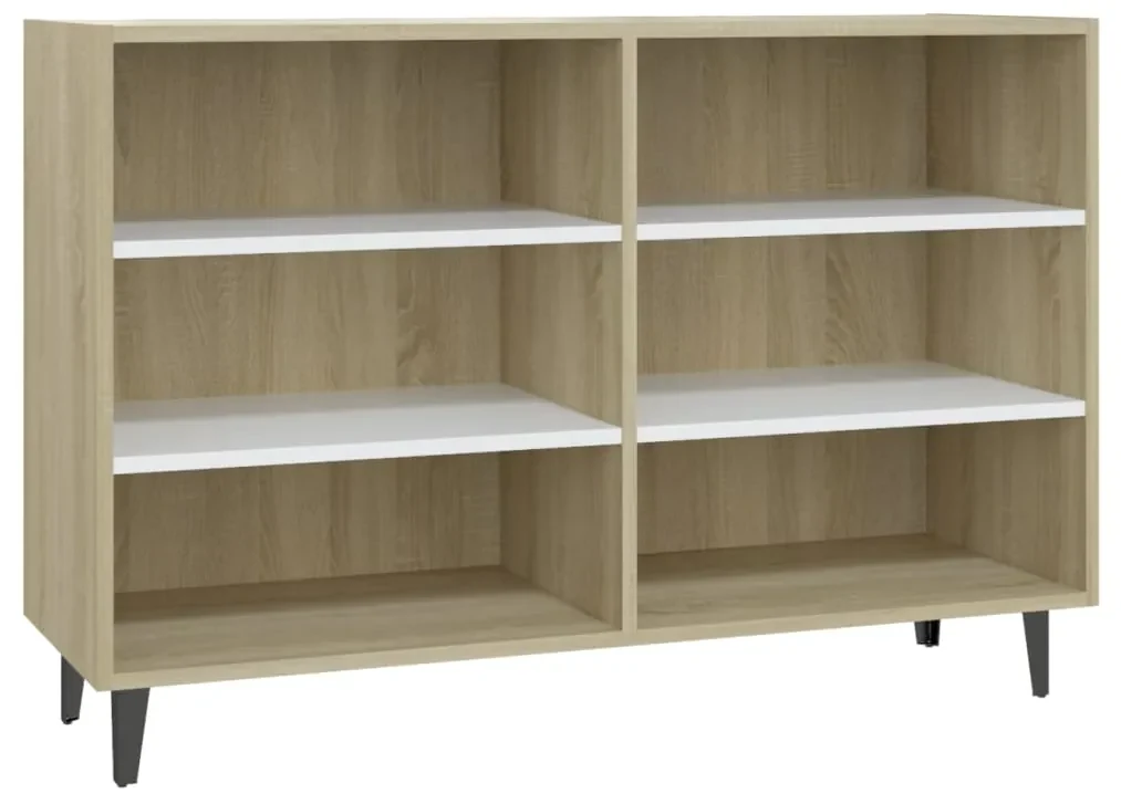 Credenza bianca e rovere sonoma 103,5x35x70 cm in truciolato