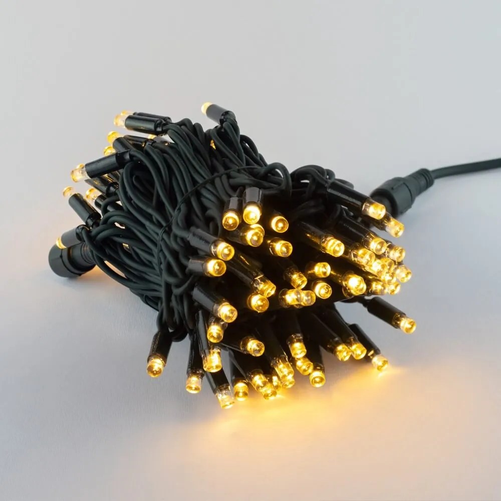 Catenaria Natalizia LED 11.6m, IP65, Cavo VERDE Colore  Bianco Caldo 2.700K