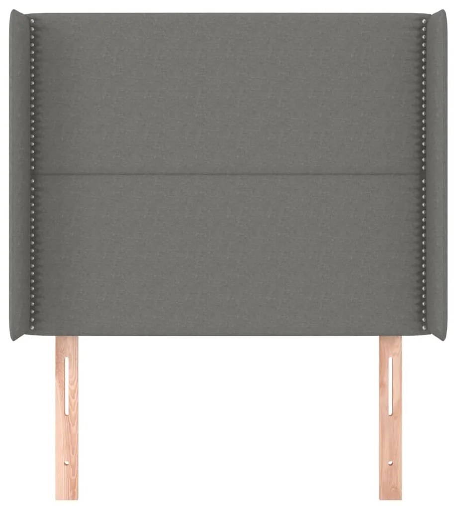 Testiera ad orecchio grigio scuro 93x16x118/128 cm in tessuto