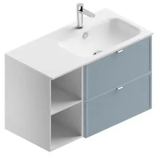 Mobile bagno con lavabo L 90 x H 57 x P 46 cm bianco-cielo in mdf 2 cassetti per vasca a destra Quadra