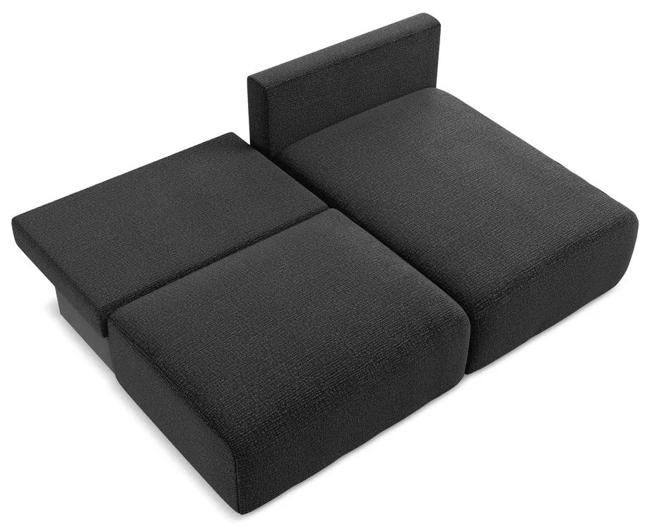 Divano angolare nero allungabile/con contenitore (con penisola a destra) Kalena – Makamii