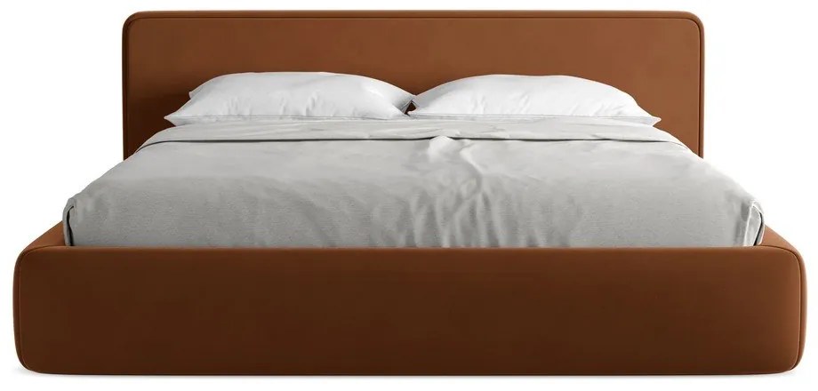 Letto matrimoniale imbottito in terracotta con contenitore a griglia 180x200 cm Kiana - Makamii