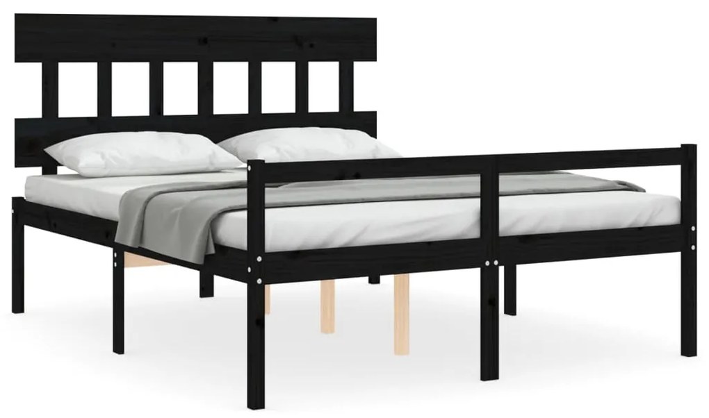 Letto per Anziani con Testiera Nero King Legno Massello