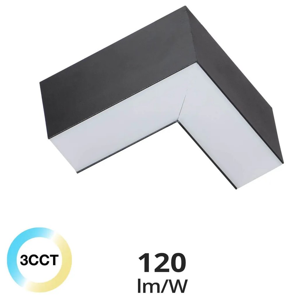 Angolo LED luminoso 8W per Lampade Lineari CCT Nero