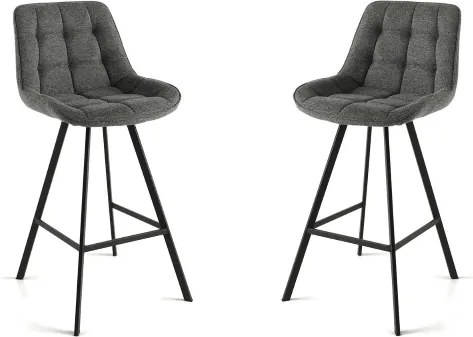 Sgabello da cucina in tessuto Grigio Fumo gambe metallo FRIEDIC Set 2 pz