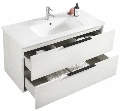 Mobile bagno sospeso 60 cm con specchio luce LED BALI Olmo Bianco