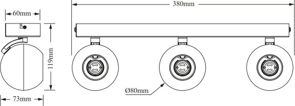 Osram - Faretto SPOT SPHERAL 3xGU10/6W/230V nero
