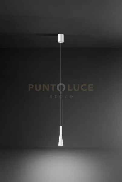 Sospensione 1 luce cone in alluminio colore bianco opaco diffusore ...