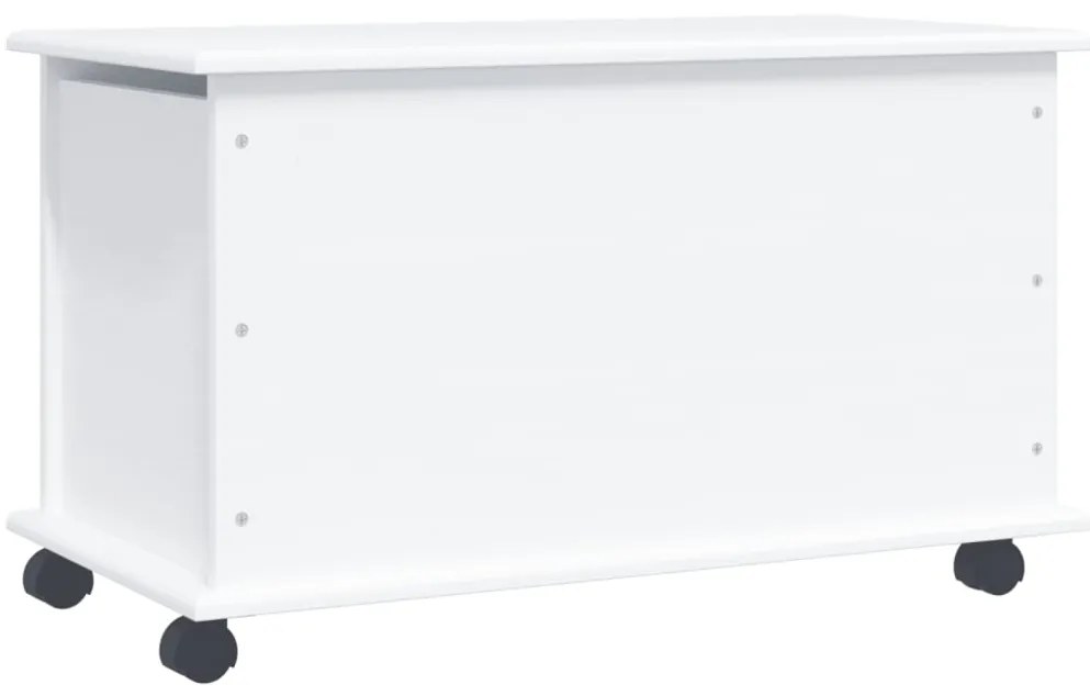 Cassapanca con ruote alta bianca 73x39,5x44 cm massello di pino