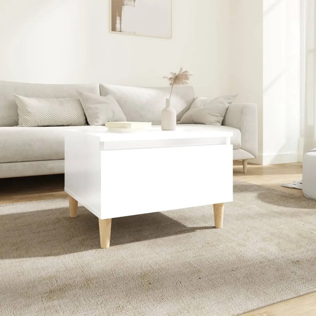 Tavolino Bianco Lucido 50x46x35 Cm İn Legno Multistrato /