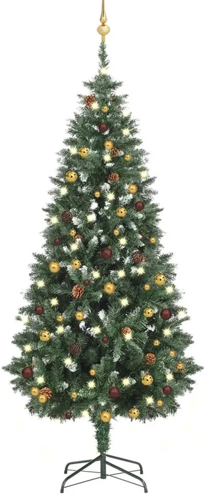 Albero di Natale Artificiale Preilluminato con Palline, Albero di Natale Preilluminato con Palline 180 cm