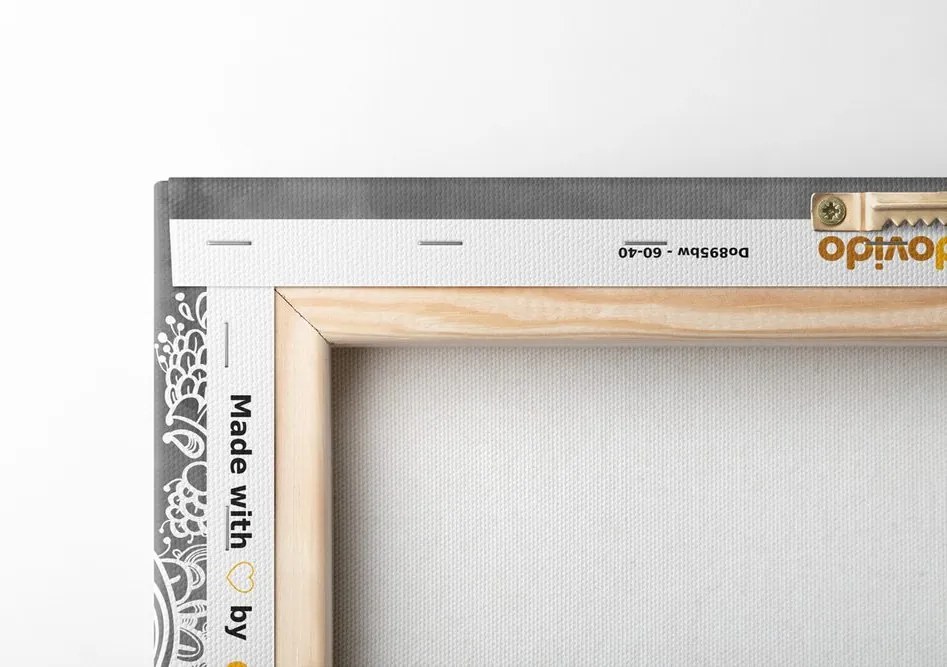 Stampa su tela – Elementi di Mandala floreale in bianco e nero