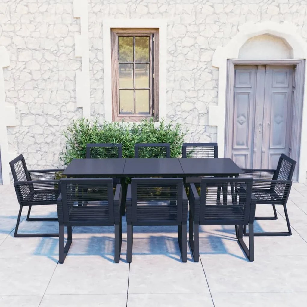 Set da pranzo da giardino 9 pz in rattan pvc nero